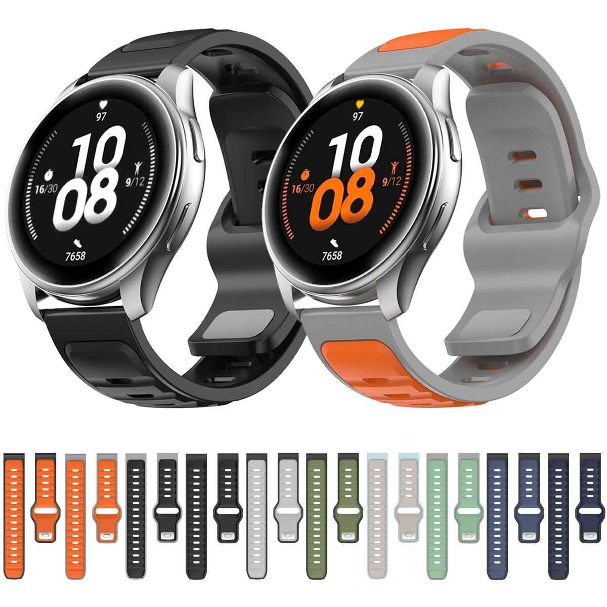 20mm Two Color Reverse Buckle Silicone Sports Watch Band(Black Grey)
