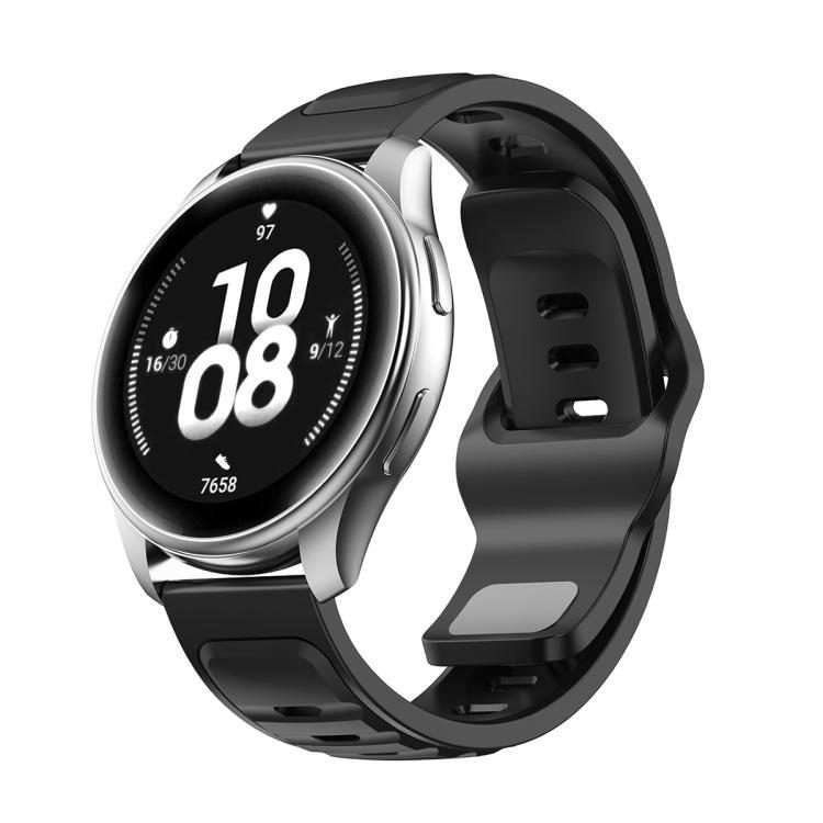 20mm Two Color Reverse Buckle Silicone Sports Watch Band(Black)
