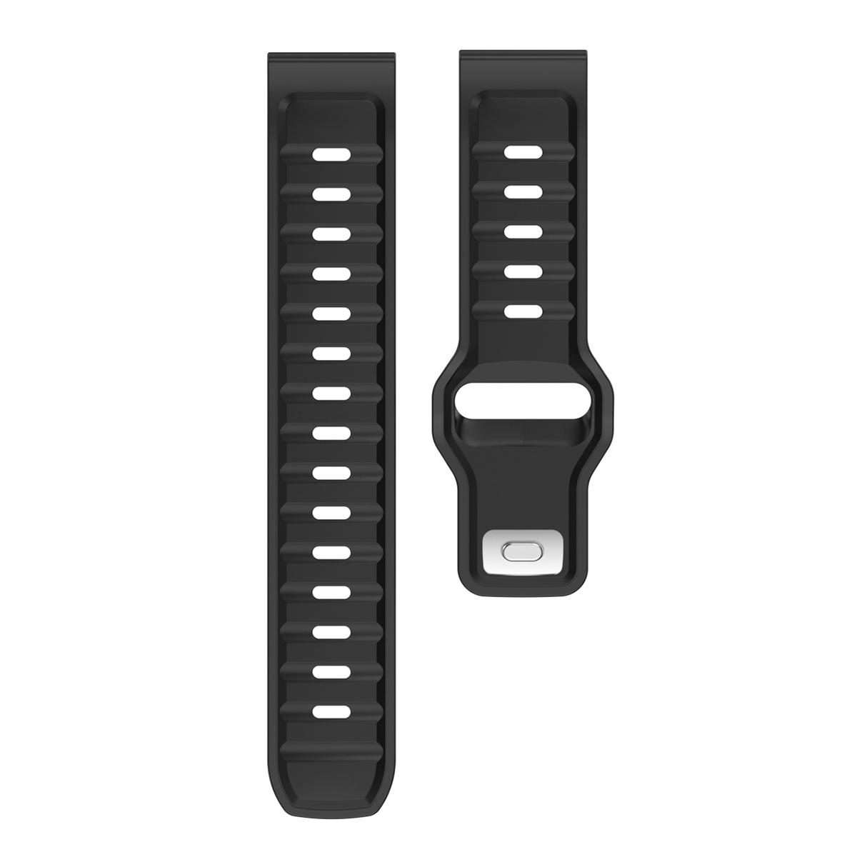 20mm Two Color Reverse Buckle Silicone Sports Watch Band(Black)
