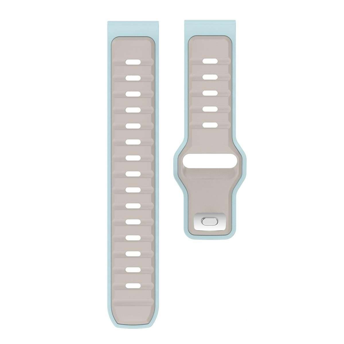 20mm Two Color Reverse Buckle Silicone Sports Watch Band(Light Brown Light Blue)