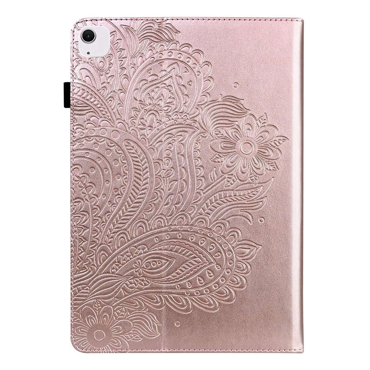 For iPad Air 13 2026 / 2025 / 2024 Peacock Embossed Pattern Leather Tablet Case(Rose Gold)