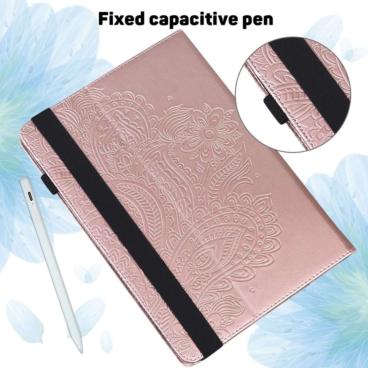 For iPad Air 13 2026 / 2025 / 2024 Peacock Embossed Pattern Leather Tablet Case(Rose Gold)