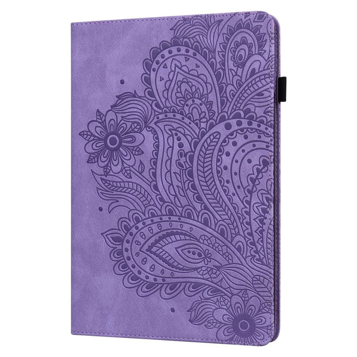 For iPad Air 13 2026 / 2025 / 2024 Peacock Embossed Pattern Leather Tablet Case(Purple)