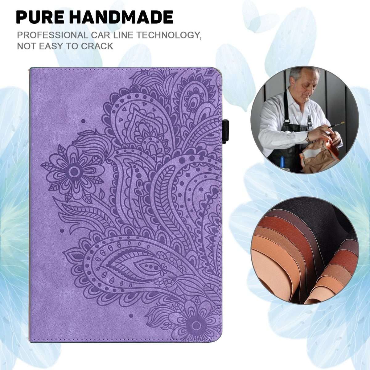 For iPad Air 13 2026 / 2025 / 2024 Peacock Embossed Pattern Leather Tablet Case(Purple)