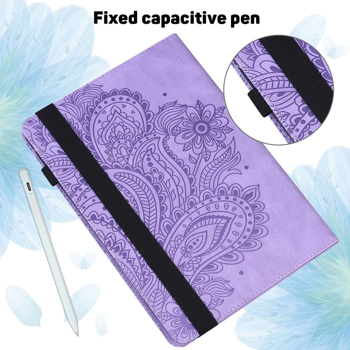 For iPad Air 13 2026 / 2025 / 2024 Peacock Embossed Pattern Leather Tablet Case(Purple)