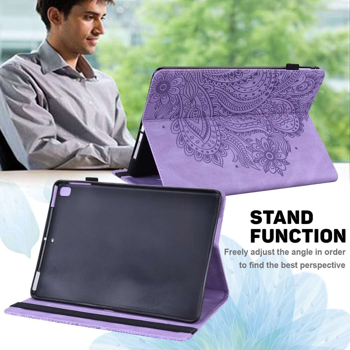 For iPad Air 13 2026 / 2025 / 2024 Peacock Embossed Pattern Leather Tablet Case(Purple)