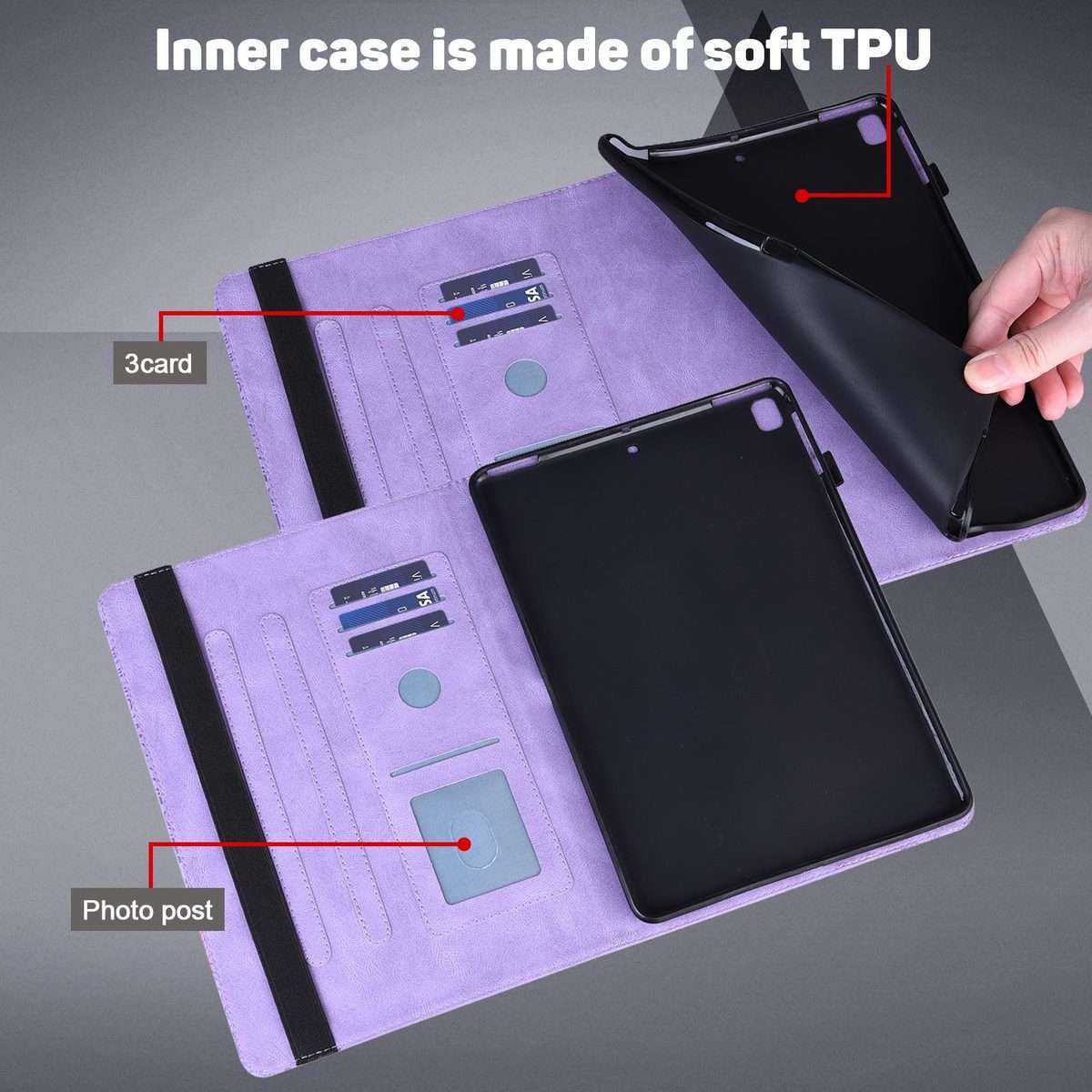 For iPad Air 13 2026 / 2025 / 2024 Peacock Embossed Pattern Leather Tablet Case(Purple)