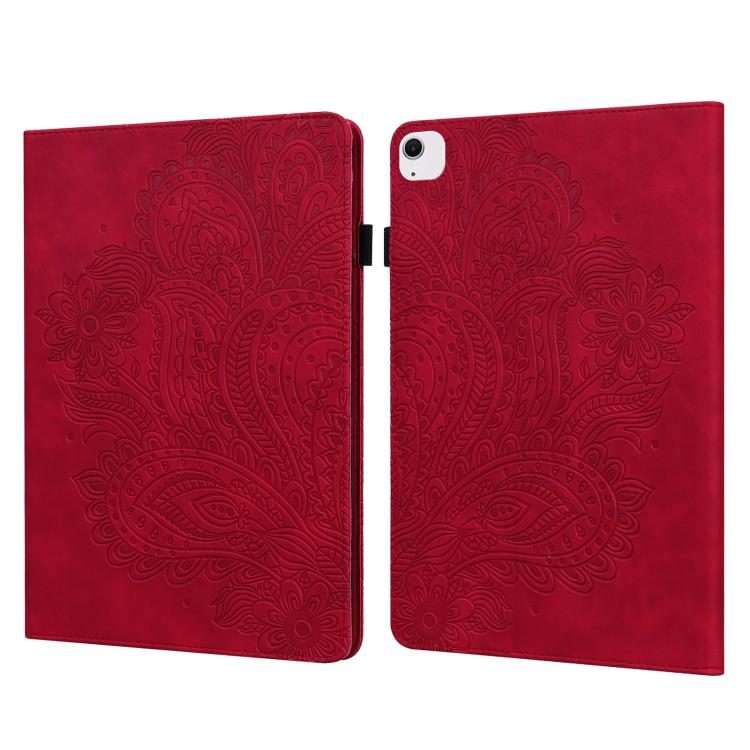 For iPad Air 13 2026 / 2025 / 2024 Peacock Embossed Pattern Leather Tablet Case(Red)