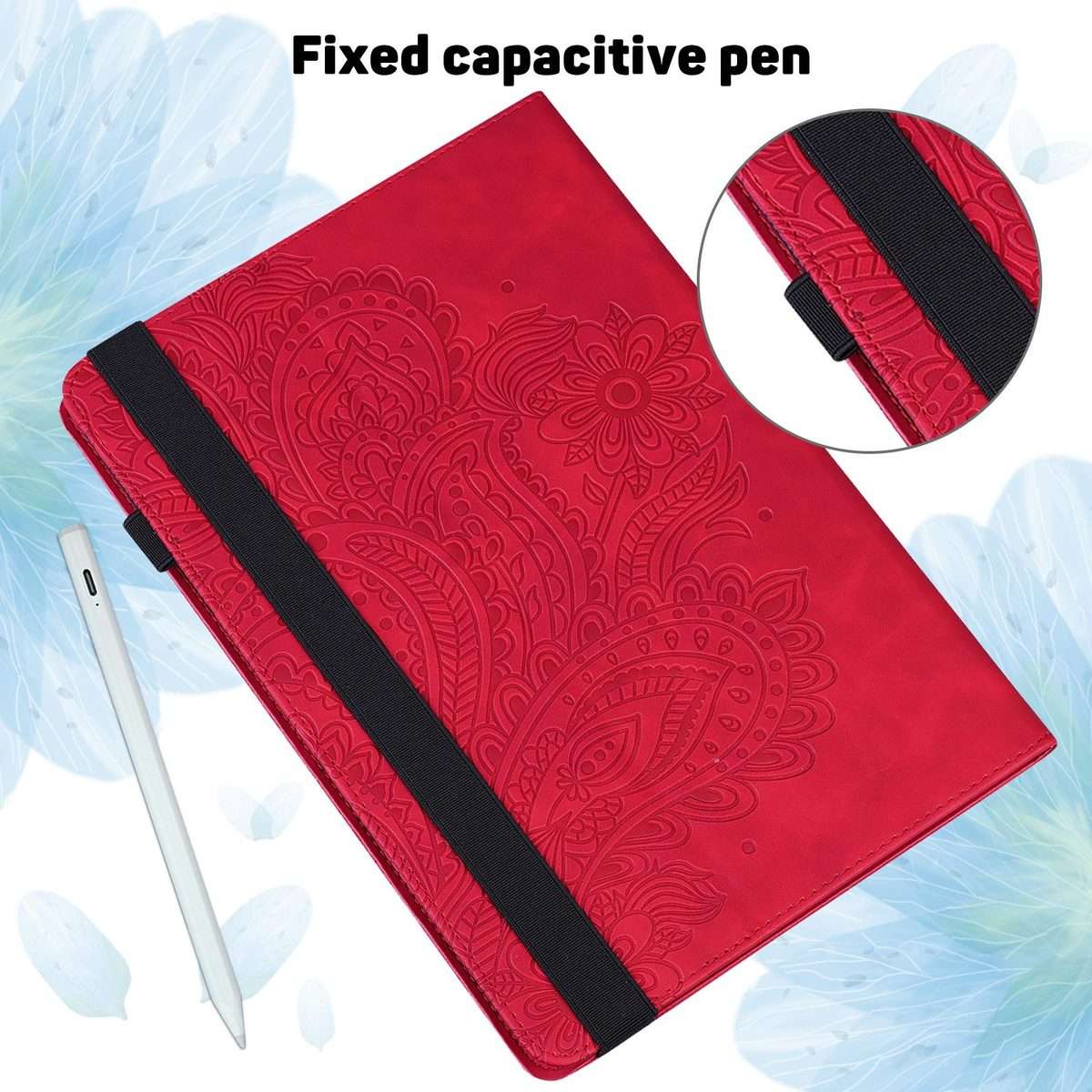 For iPad Air 13 2026 / 2025 / 2024 Peacock Embossed Pattern Leather Tablet Case(Red)