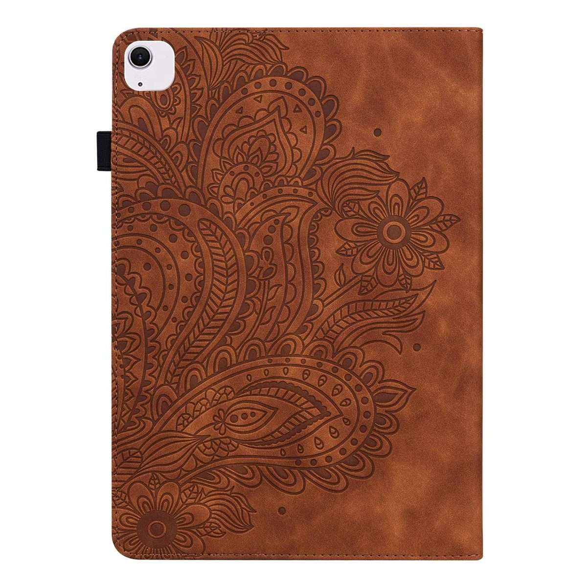 For iPad Air 13 2026 / 2025 / 2024 Peacock Embossed Pattern Leather Tablet Case(Brown)