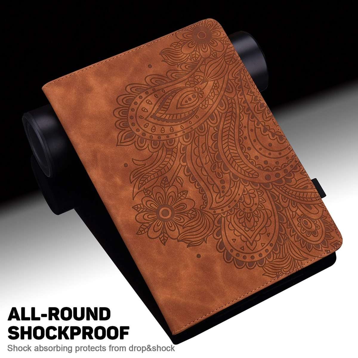 For iPad Air 13 2026 / 2025 / 2024 Peacock Embossed Pattern Leather Tablet Case(Brown)