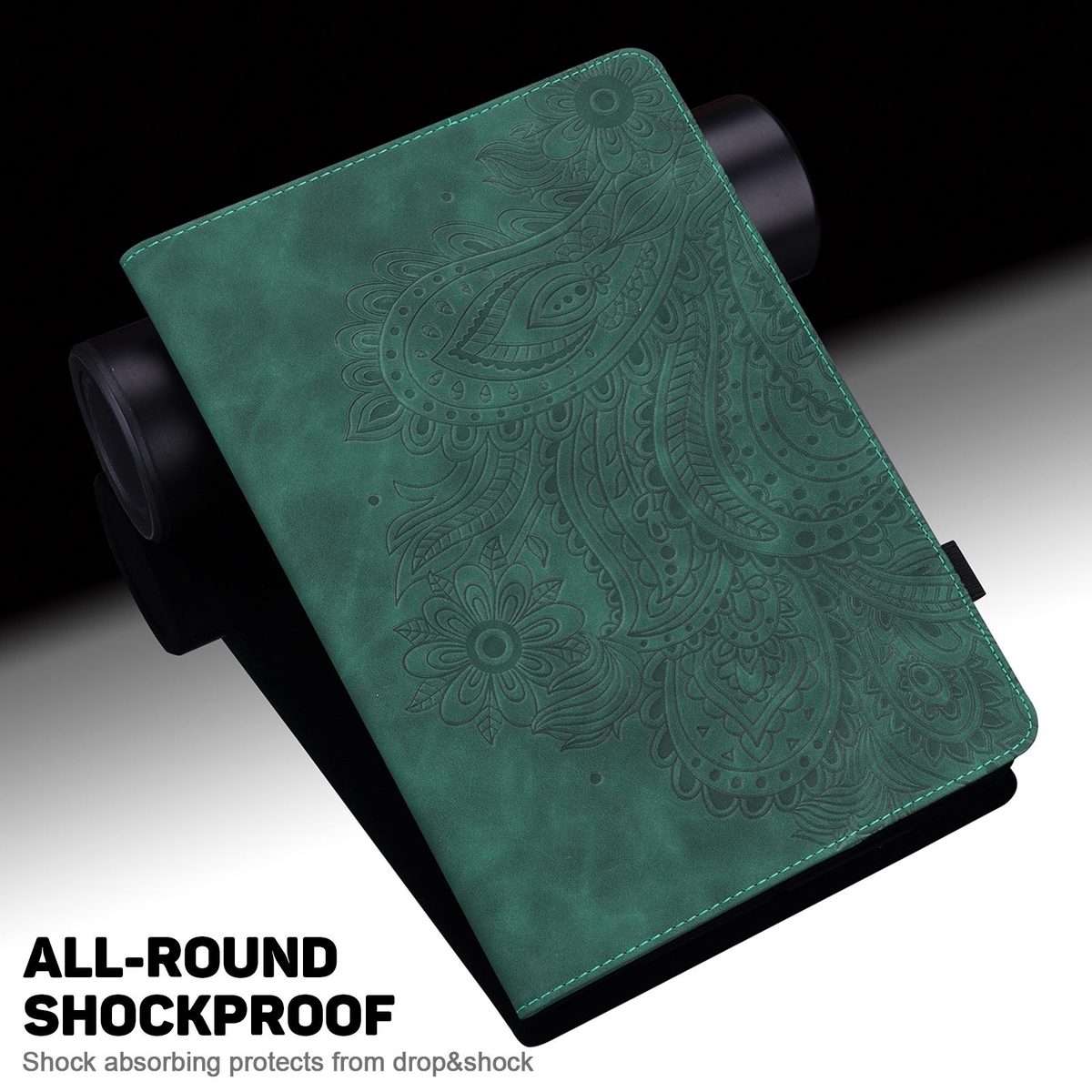 For iPad Air 13 2026 / 2025 / 2024 Peacock Embossed Pattern Leather Tablet Case(Green)