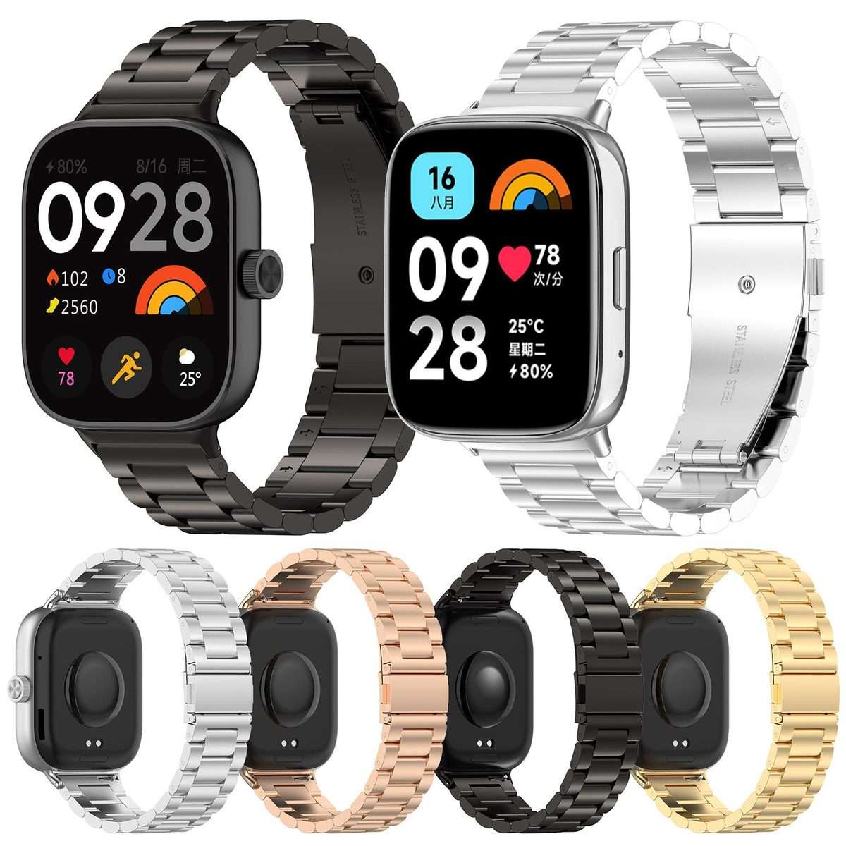 For Xiaomi Band 9 Pro / Redmi Watch 6 / 5 xDfind Three Beads Quick Release Metal Watc ... (Silver)