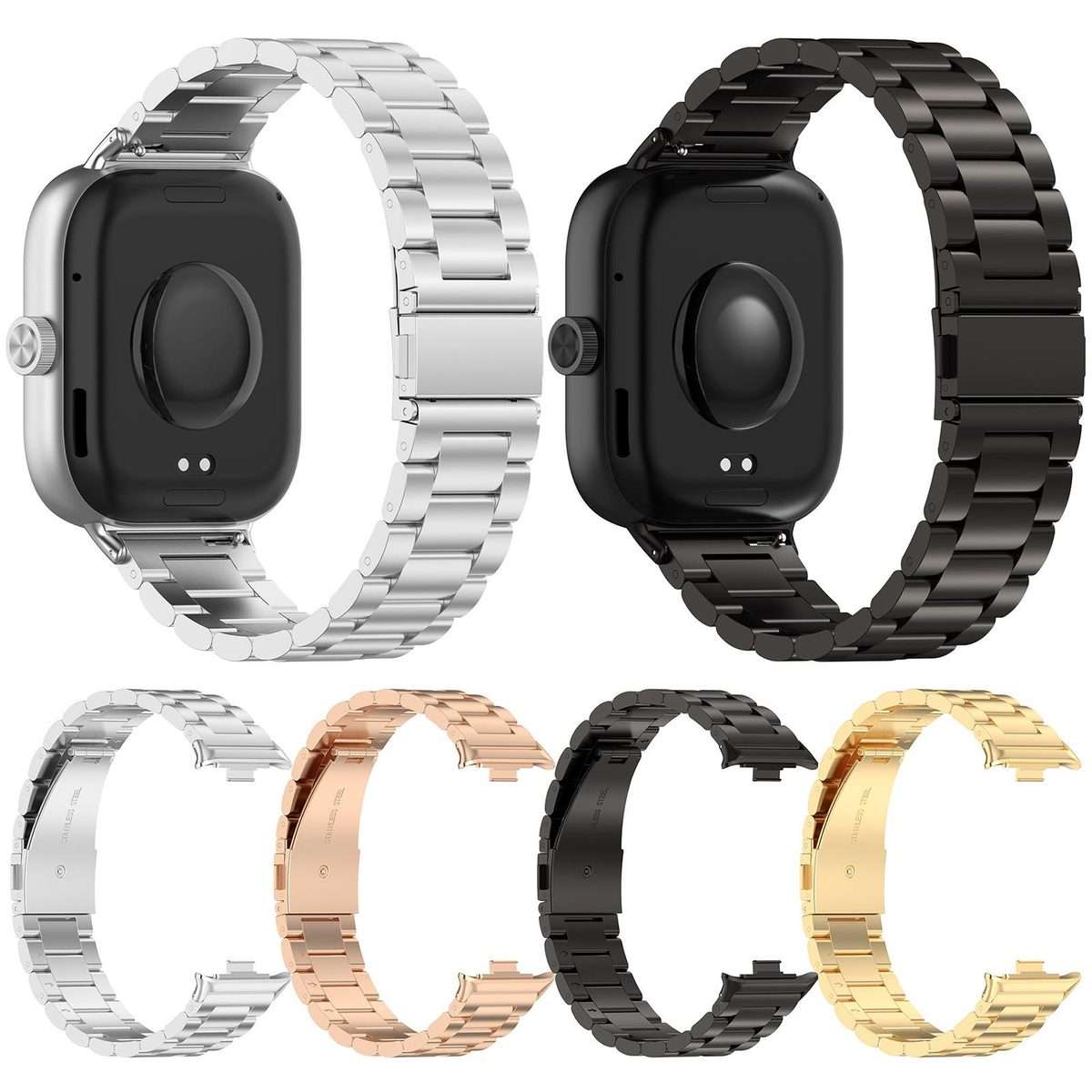 For Xiaomi Band 9 Pro / Redmi Watch 6 / 5 xDfind Three Beads Quick Release Metal Watc ... (Silver)