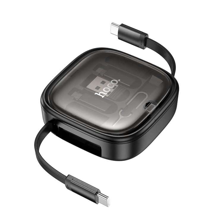 hoco U140 Type-C to Type-C Multi-function Retractable Storage Data Cable(Black)