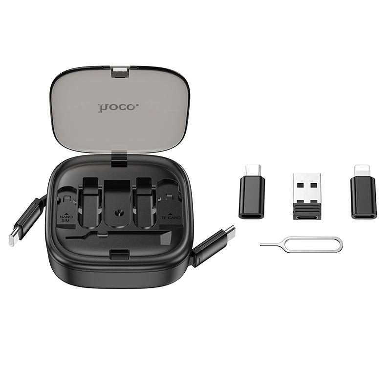 hoco U140 Type-C to Type-C Multi-function Retractable Storage Data Cable(Black)