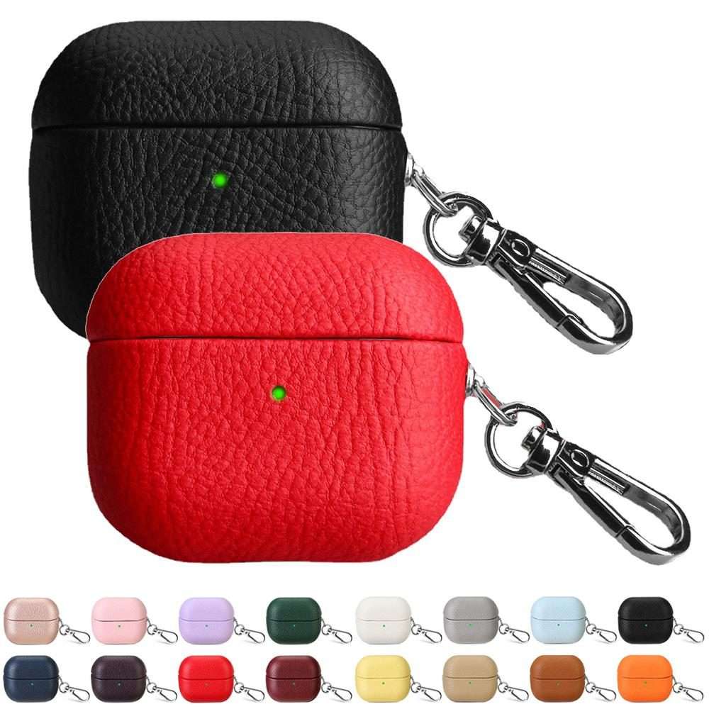 For Samsung Galaxy Buds 3 / 3 Pro Litchi Texture PU Earphones Case with Hook(Orange)