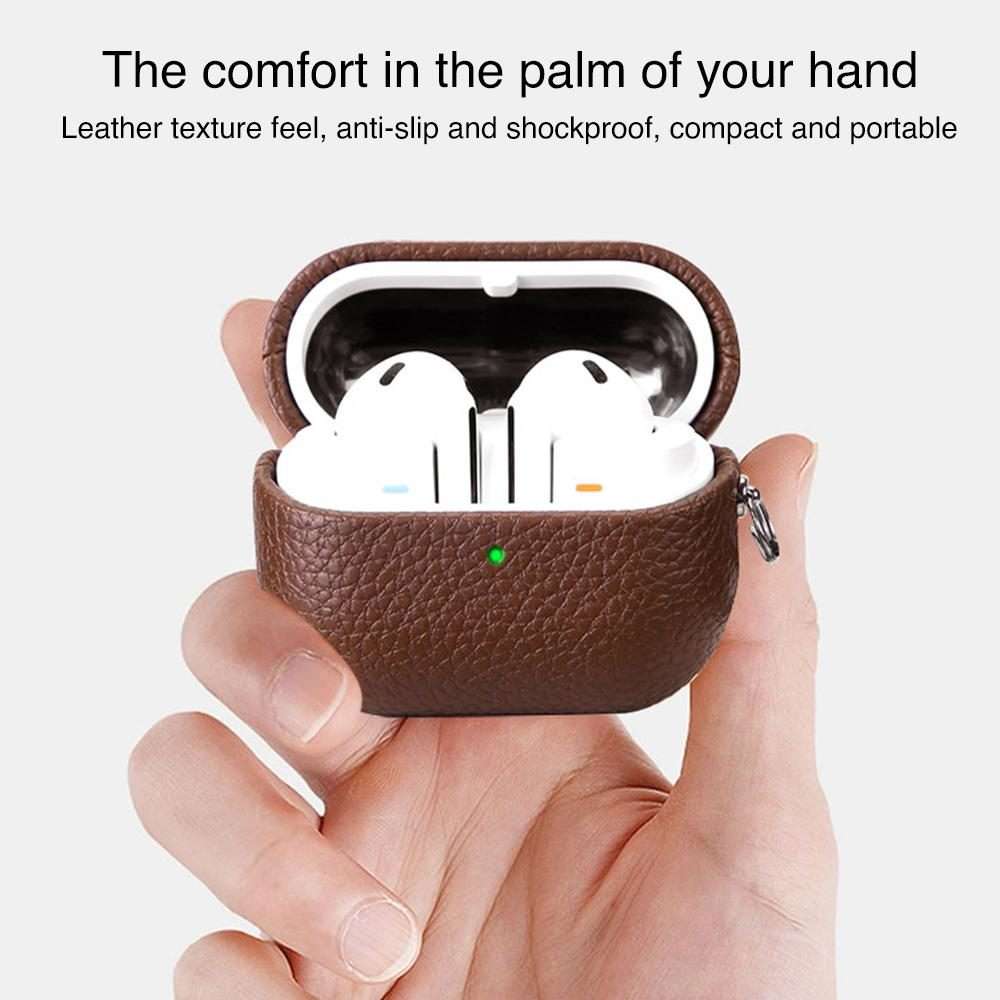 For Samsung Galaxy Buds 3 / 3 Pro Litchi Texture PU Earphones Case with Hook(Orange)