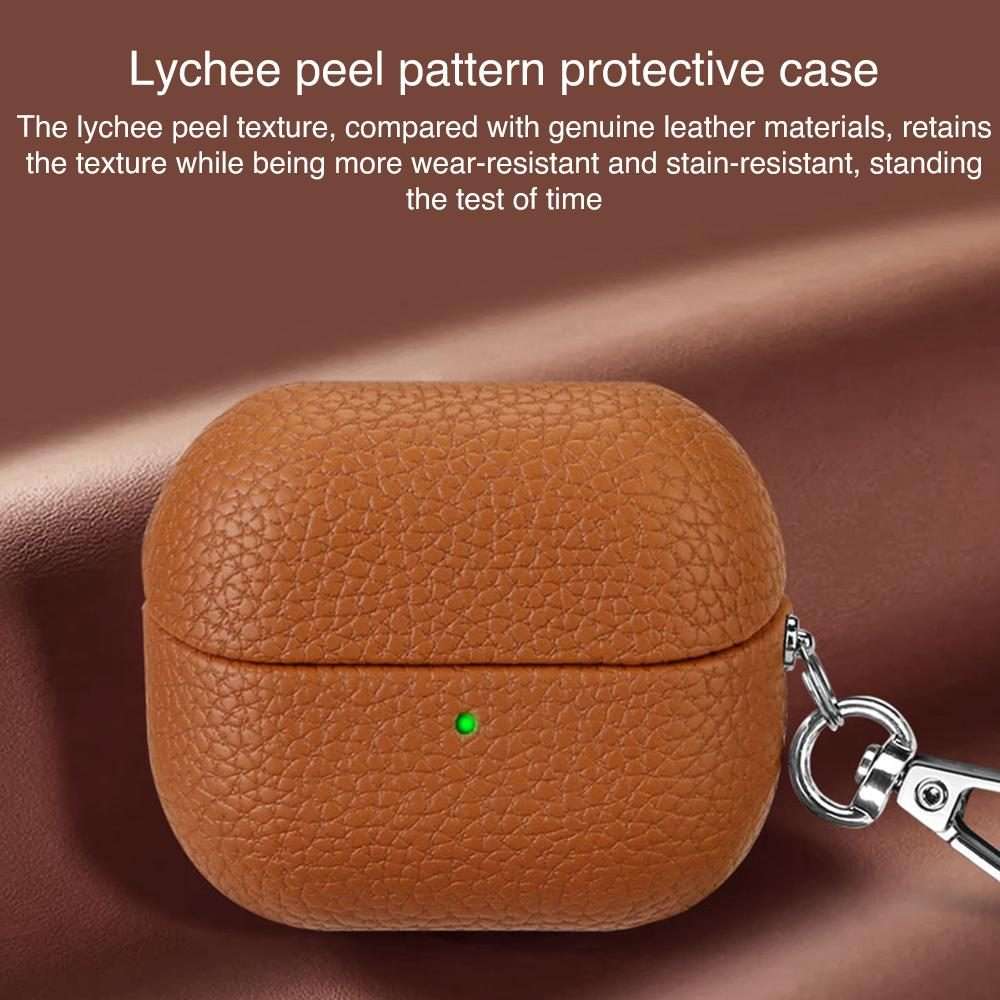 For Samsung Galaxy Buds 3 / 3 Pro Litchi Texture PU Earphones Case with Hook(Wine Red)