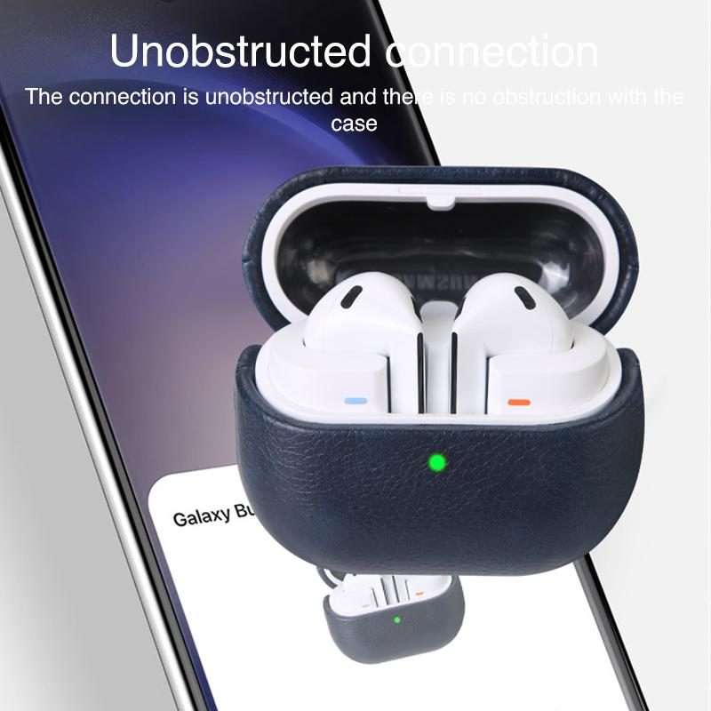 For Samsung Galaxy Buds 3 / 3 Pro Oily Skin Texture PU Earphones Case with Hook(Red)