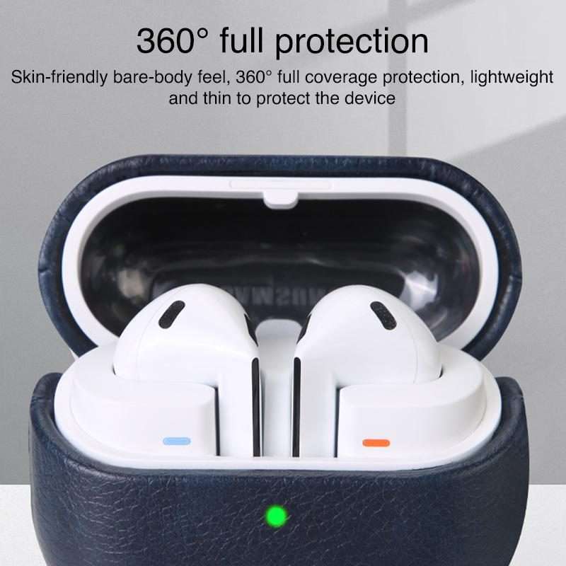 For Samsung Galaxy Buds 3 / 3 Pro Oily Skin Texture PU Earphones Case with Hook(Red)