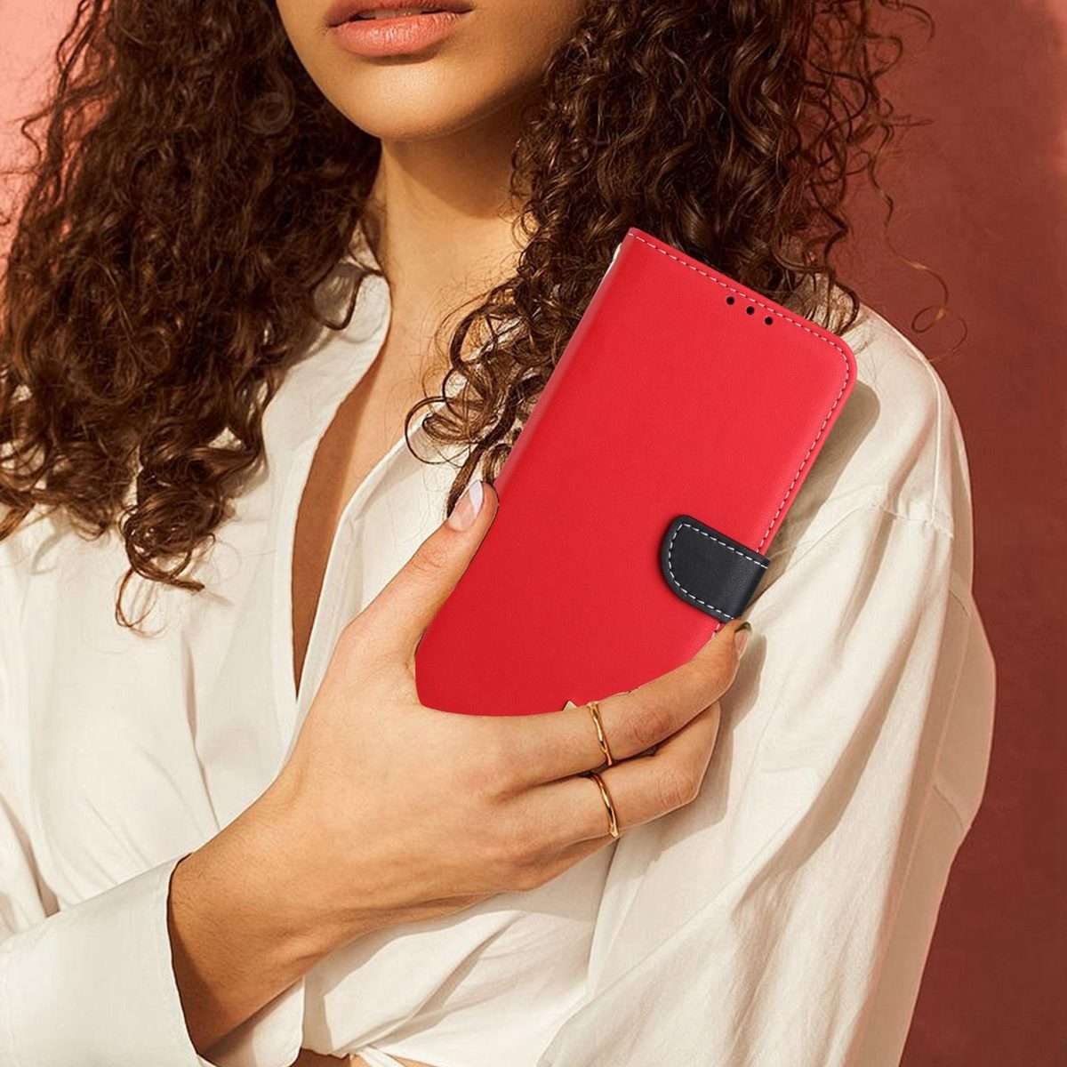 For Redmi K80 Ultra Metal Bow Leather Phone Case with Hand Strap(Red)