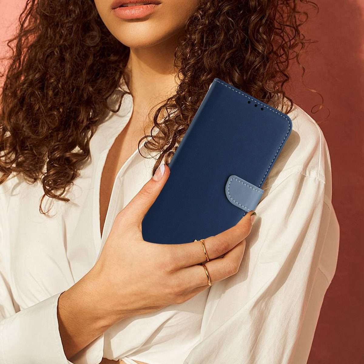 For Redmi K80 Ultra Metal Bow Leather Phone Case with Hand Strap(Dark Blue)