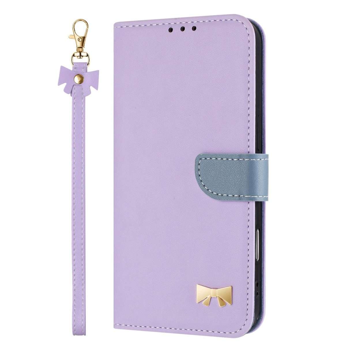 For Redmi K80 Ultra Metal Bow Leather Phone Case with Hand Strap(Purple)