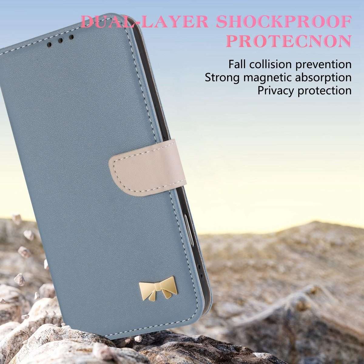 For Redmi K80 Ultra Metal Bow Leather Phone Case with Hand Strap(Light Blue)