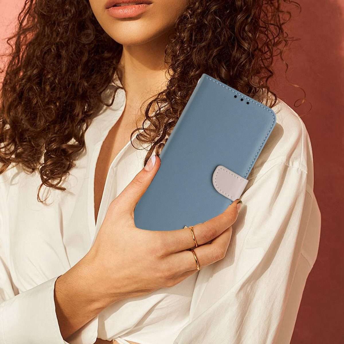 For Redmi K80 Ultra Metal Bow Leather Phone Case with Hand Strap(Light Blue)