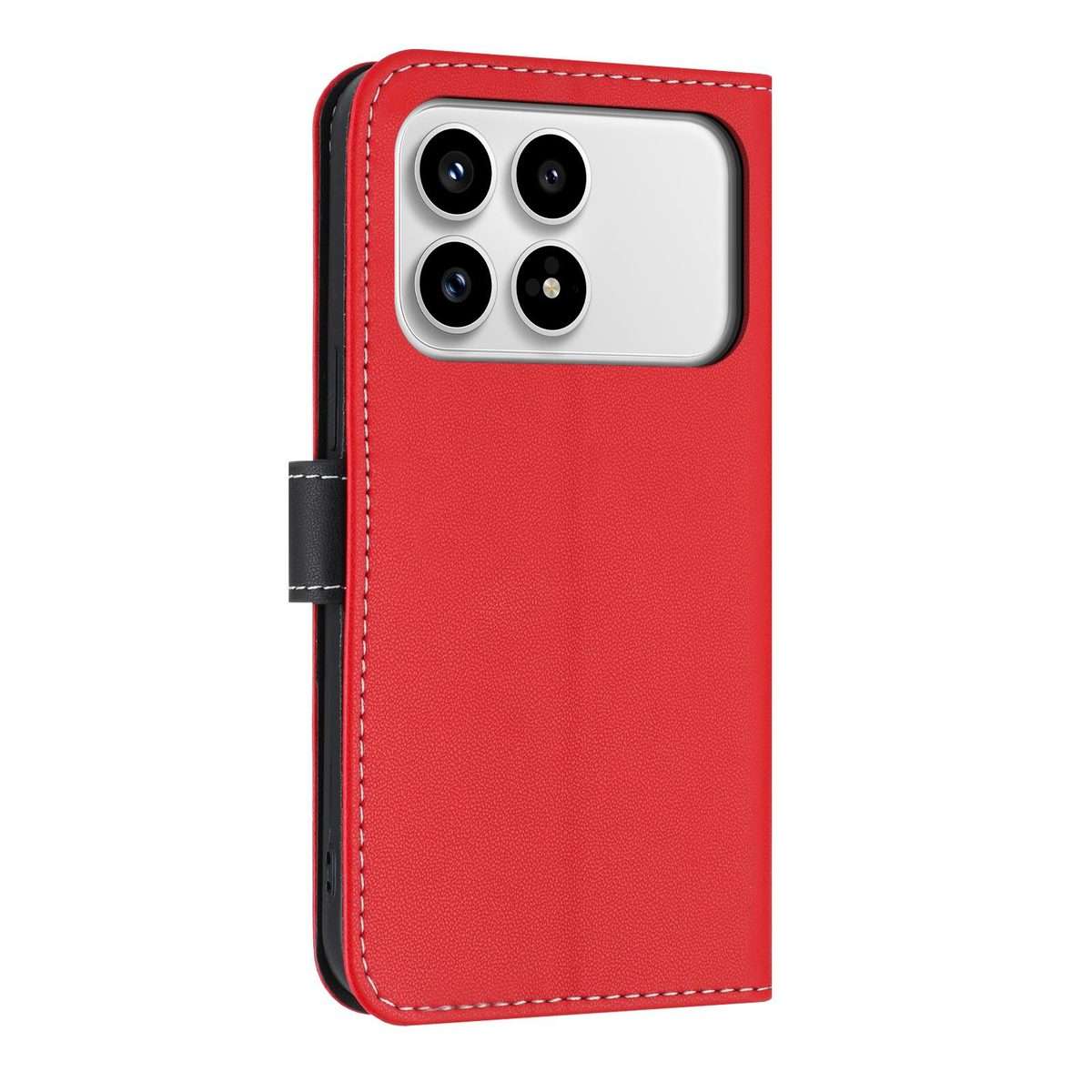 For Redmi K90 / Poco F8 Pro Metal Bow Leather Phone Case with Hand Strap(Red)
