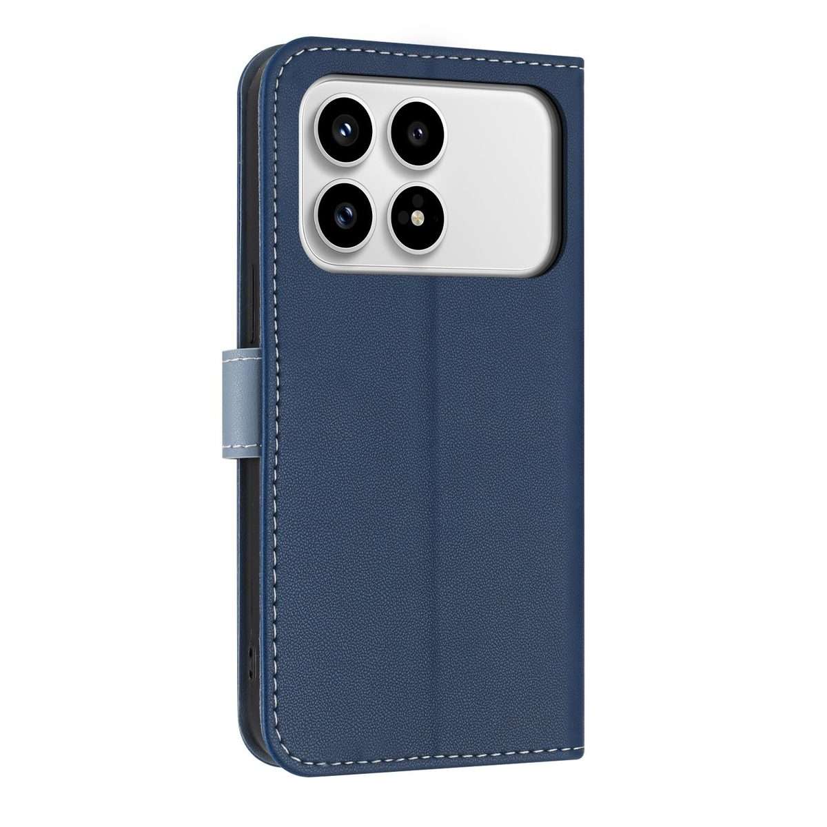 For Redmi K90 / Poco F8 Pro Metal Bow Leather Phone Case with Hand Strap(Dark Blue)