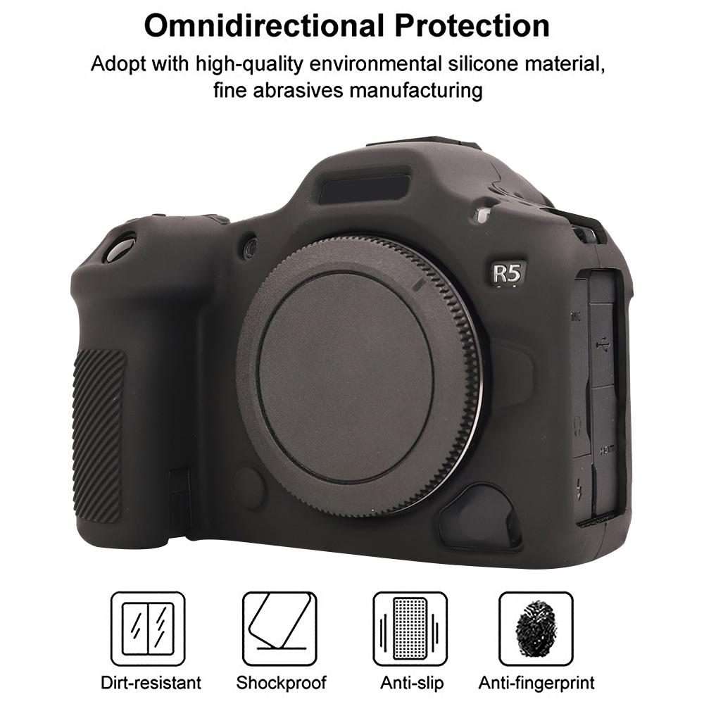 For Canon EOS R5 Mark II / R5II Glossy Soft Silicone Protective Case(Black)