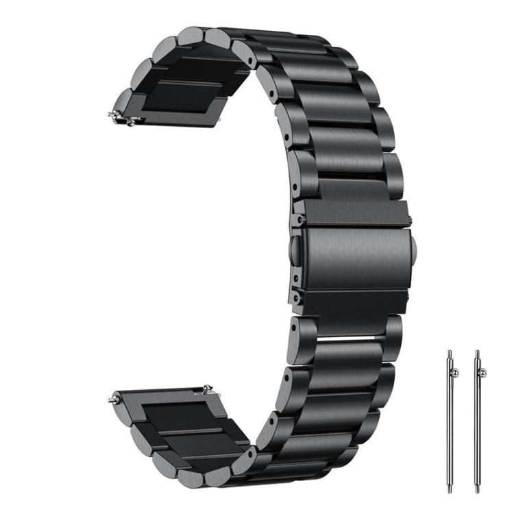 22mm xDfind Three Beads Stainless Steel Watch Band(Black)