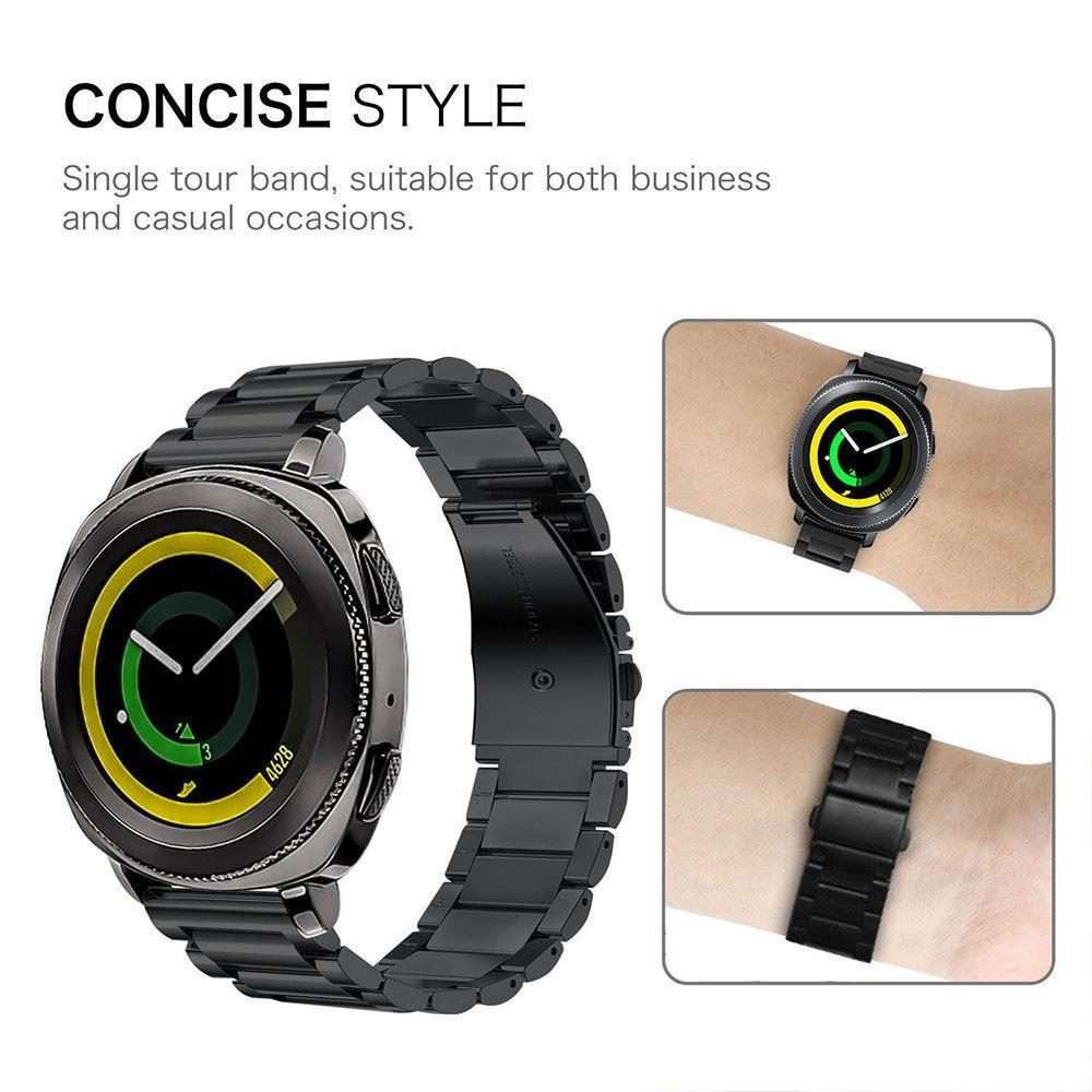 22mm xDfind Three Beads Stainless Steel Watch Band(Black)
