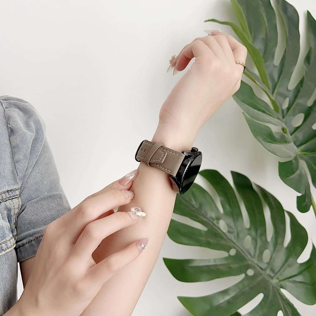 20mm xDfind Flat Head Black Shark Fine Grain Leather Watch Band(Grey)
