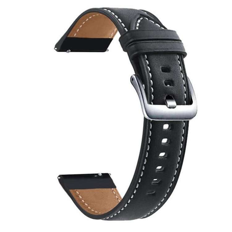 22mm xDfind Flat Head Black Shark Fine Grain Leather Watch Band(Black)