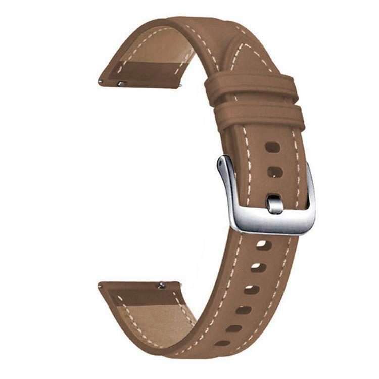 22mm xDfind Flat Head Black Shark Fine Grain Leather Watch Band(Coffee Color)