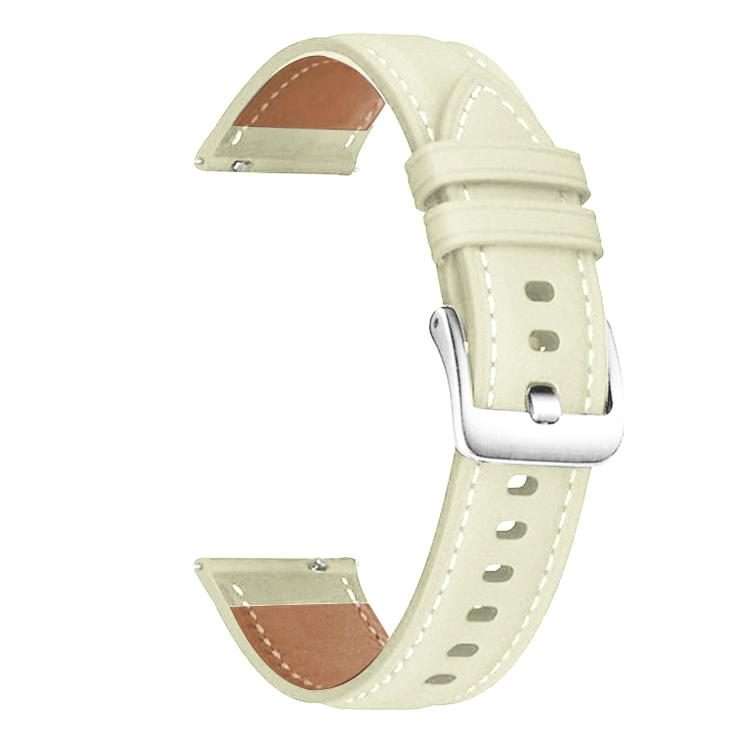 22mm xDfind Flat Head Black Shark Fine Grain Leather Watch Band(Creamy White)