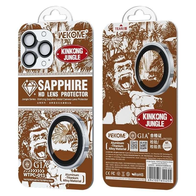 For iPhone 16 Pro / 16 Pro Max WK WTPC-013 Jungle Series Kinkong Sapphire Metal Camera ... (Black)