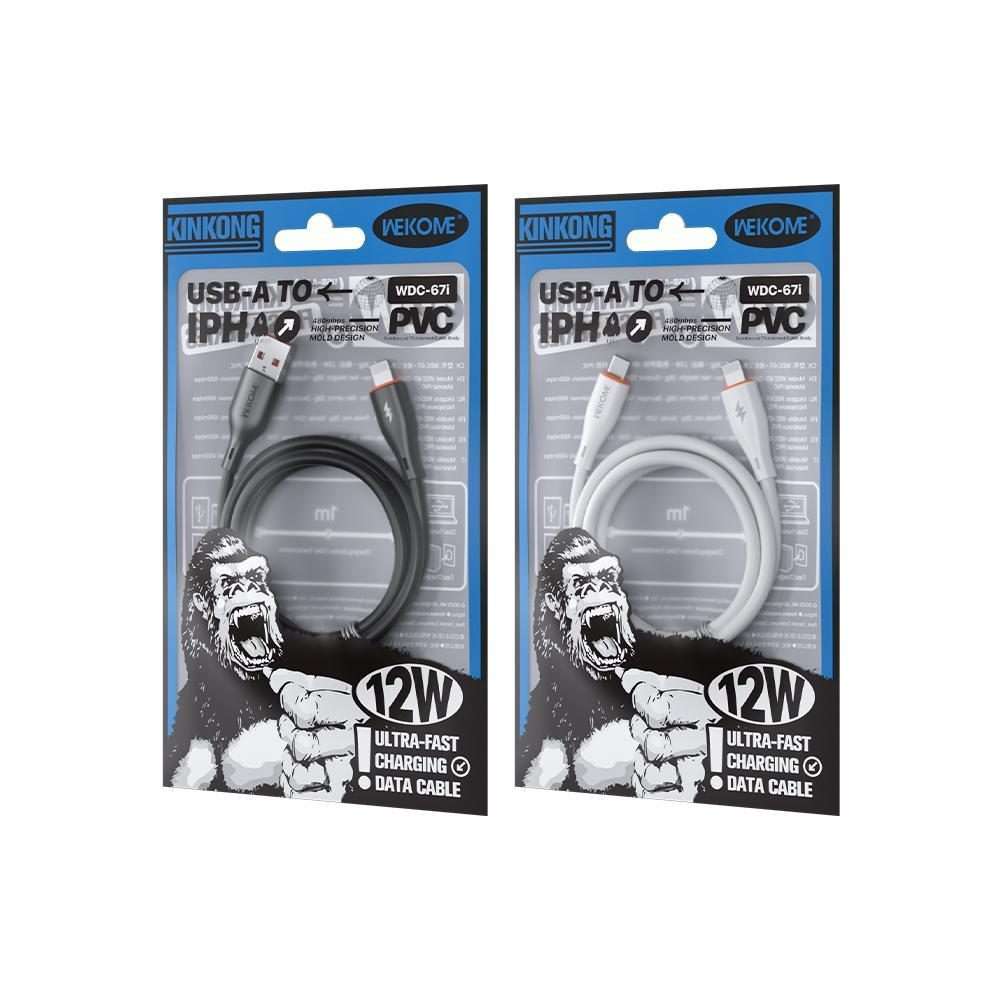 WK WDC-67i Kinkong 1m 12W PVC Data Cable, Interface:USB to 8 Pin(White)