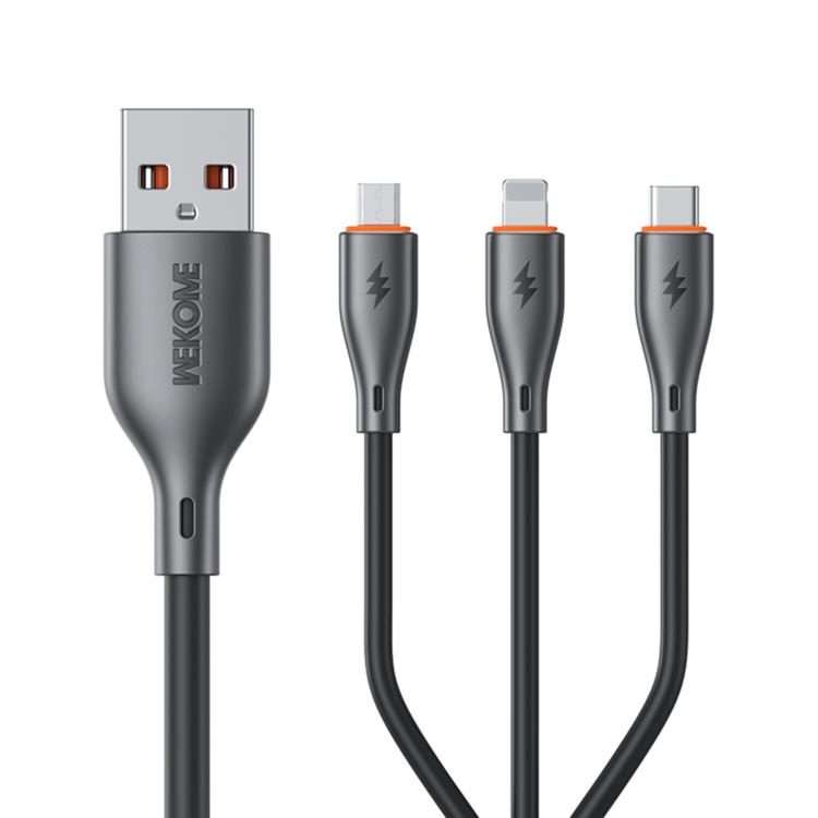 WK WDC-79 3 in 1 Kinkong Flash Series 1.2m 66W PVC Fast Charging Data Cable, Interface ... (Black)