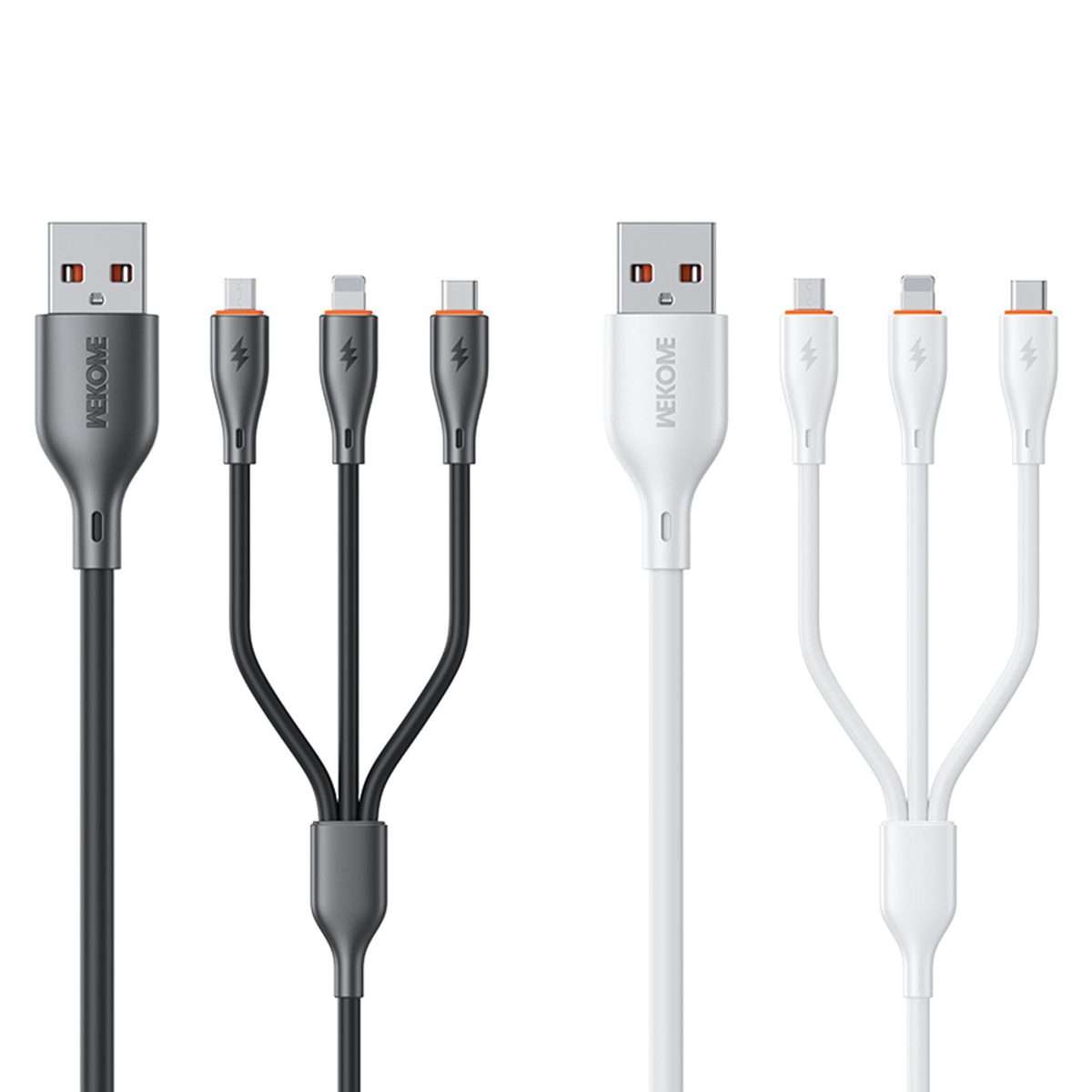 WK WDC-79 3 in 1 Kinkong Flash Series 1.2m 66W PVC Fast Charging Data Cable, Interface ... (Black)