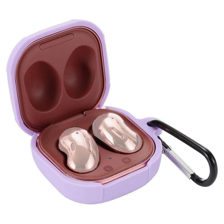 Anti-fall Silicone Earphone Protective Case with Hook For Samsung Galaxy Buds Live/ B ... (Purple)