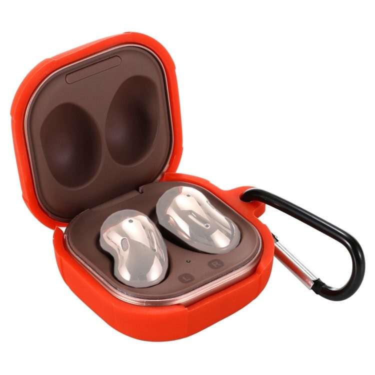 Anti-fall Silicone Earphone Protective Case with Hook For Samsung Galaxy Buds Live/ Buds ... (Red)