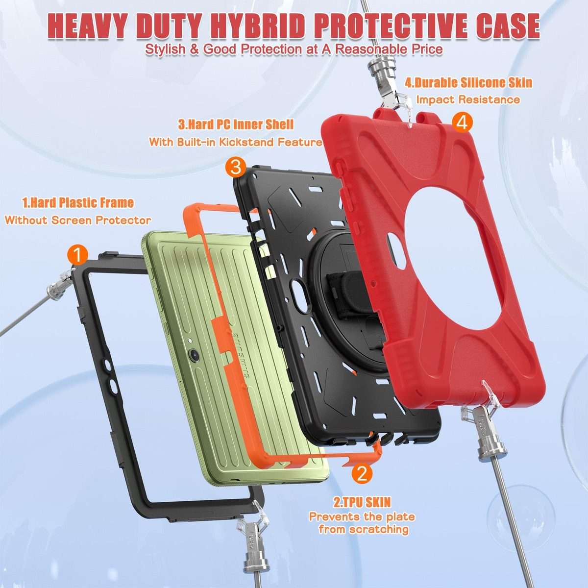 For Samsung Galaxy Tab Active Pro 10.1 inch 2019 / Tab Active4 Pro 2022 / Active 5 Pro 2 ... (Red)