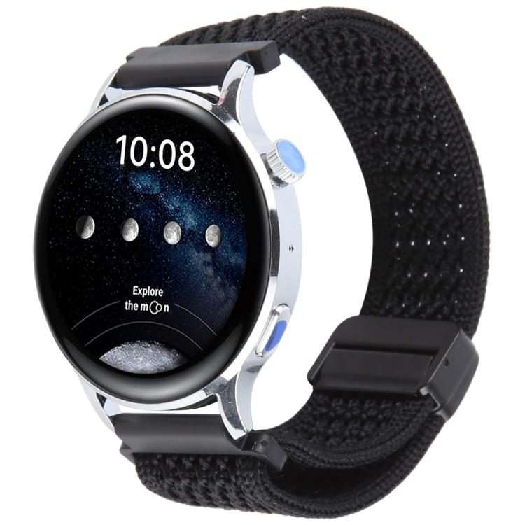 20mm Magnetic Buckle Breathable Knitted Nylon Watch Band(Black)