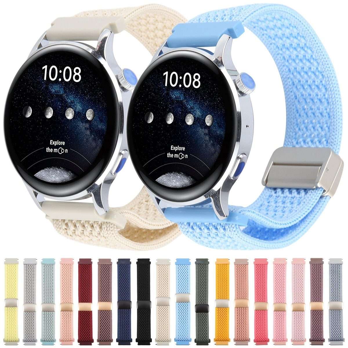 20mm Magnetic Buckle Breathable Knitted Nylon Watch Band(Black)