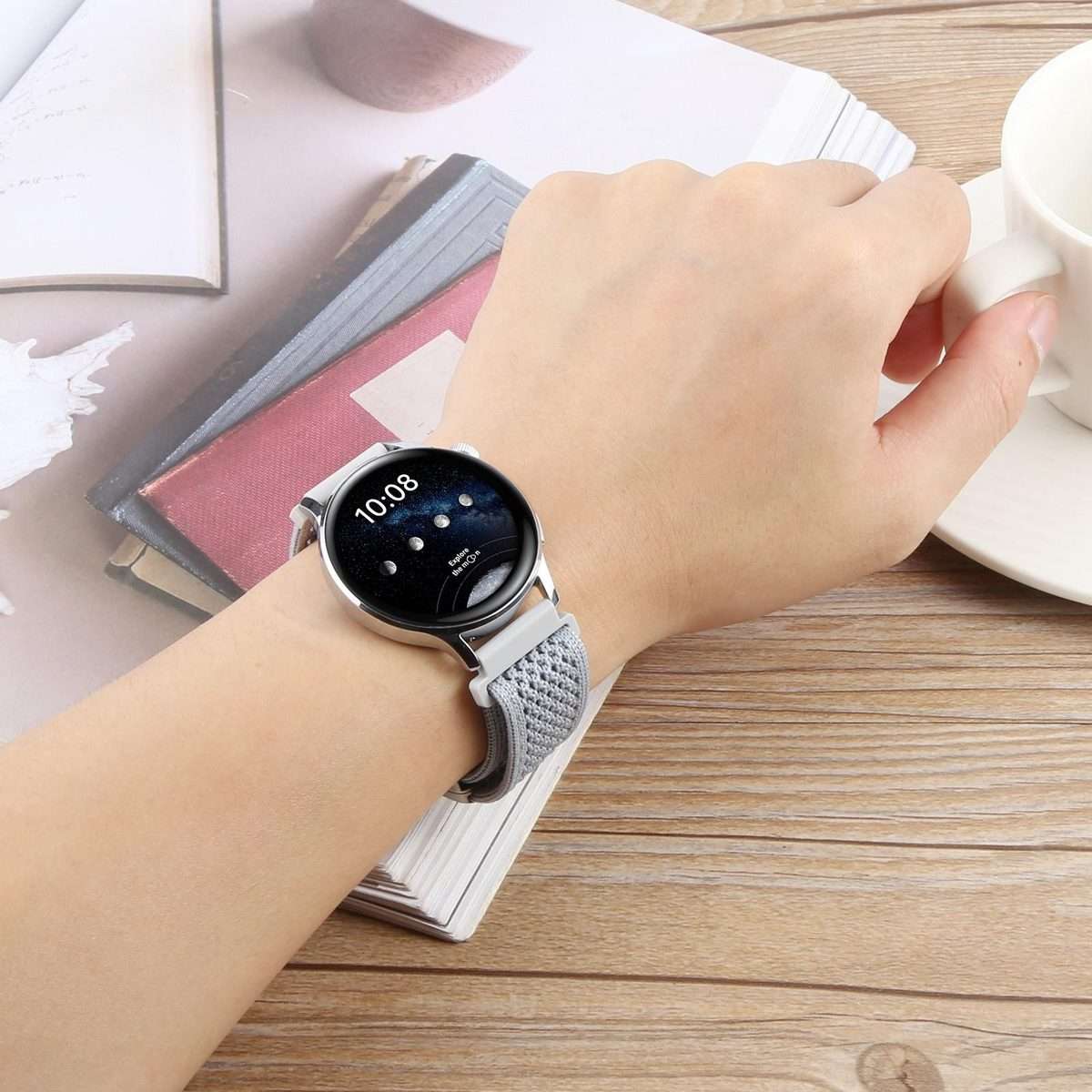 20mm Magnetic Buckle Breathable Knitted Nylon Watch Band(Black)