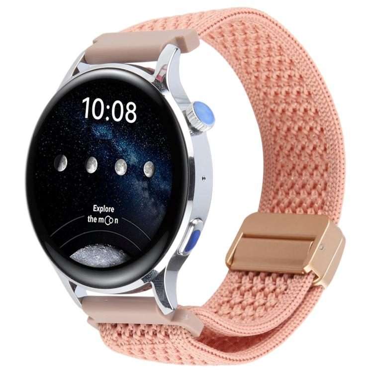 20mm Magnetic Buckle Breathable Knitted Nylon Watch Band(Dull Pink)